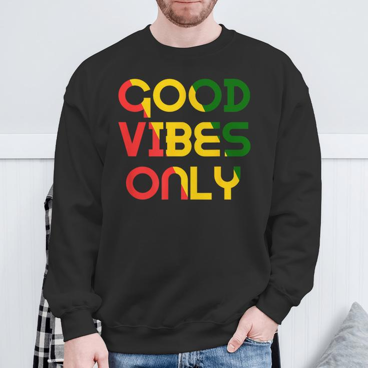 Vibes Good Only Rasta Reggae Roots Clothing Jamaica Flag Sweatshirt Gifts for Old Men