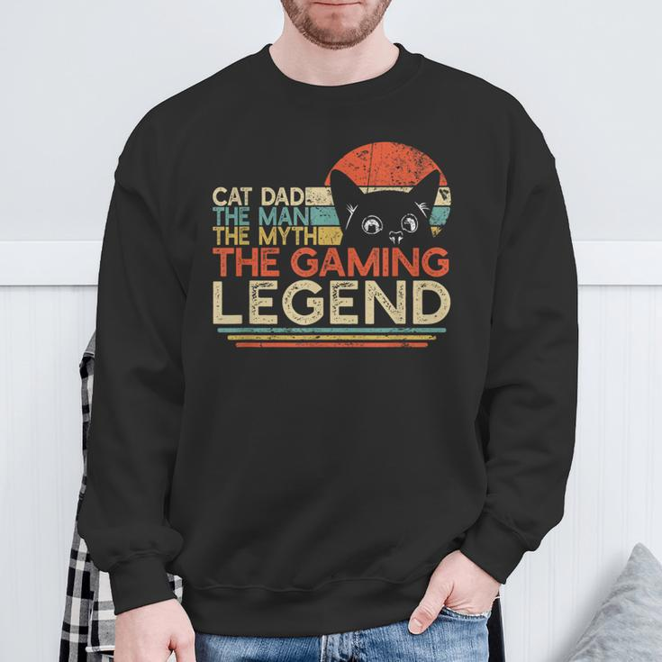 Video Game Player Cat Dad Man Myth Gaming Legend Gamer Sweatshirt Gifts for Old Men