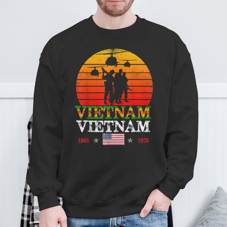 Vietnam Veteran Helicopter Bell Uh1 Huey Vintage Sweatshirt Gifts for Old Men