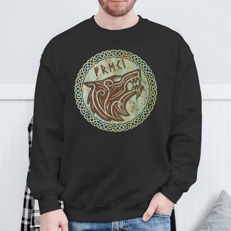 Viking Odin Wolf Fenrir Freki Norse God Myth Celtic Vintage Sweatshirt Gifts for Old Men