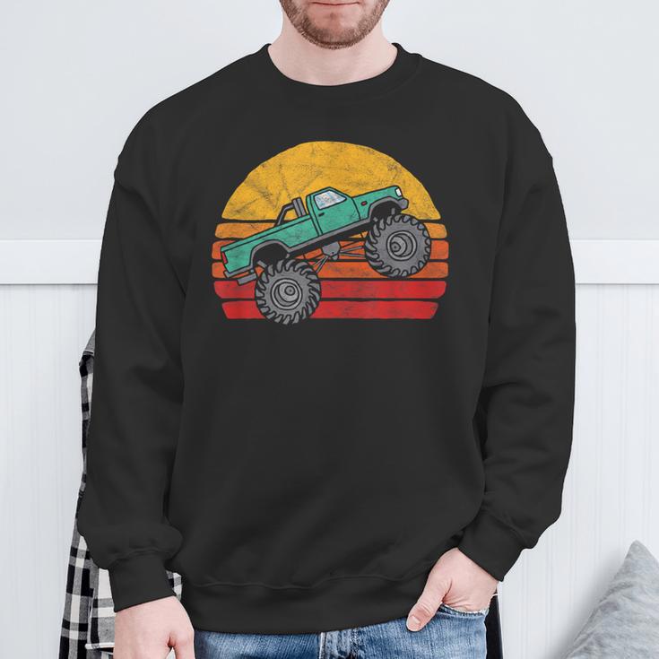 Vintage 80S Monster Truck Cool Retro Sun Sweatshirt Gifts for Old Men