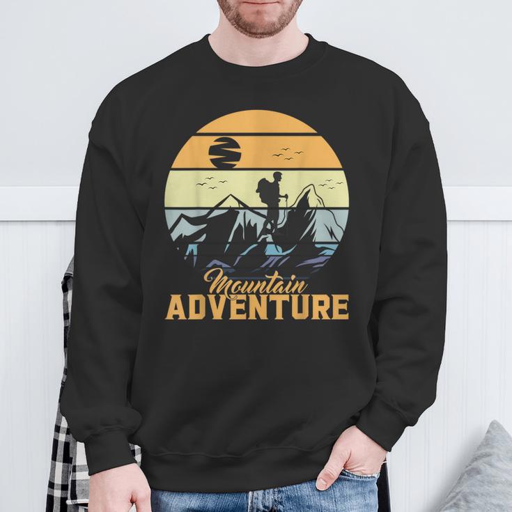 Vintage Adventure Awaits Explore The Mountains Camping Sweatshirt Gifts for Old Men