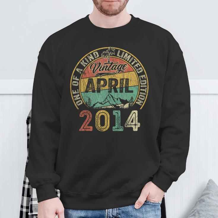 Vintage Awesome Since April 2014 10Th Birthday For Boy Sweatshirt Gifts for Old Men