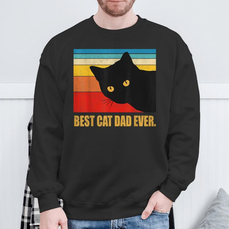 Vintage Best Cat Dad Ever Daddy Fathers Day Sweatshirt Gifts for Old Men