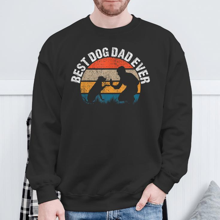 Vintage Best Dog Dad Ever Retro Fist Pump Puppy Doggy Sweatshirt Geschenke für alte Männer