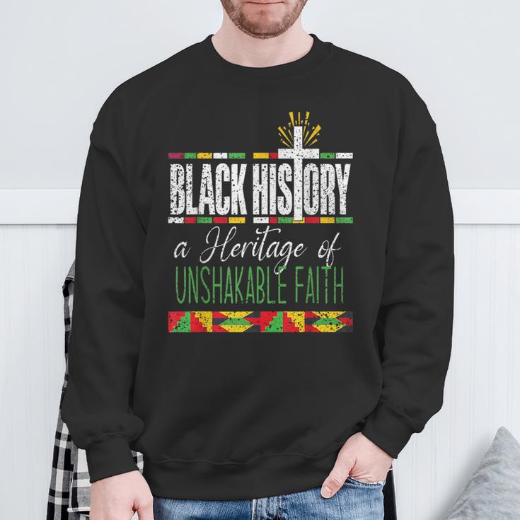 Vintage Black History A Heritage Of Unshakable Faith Bhm Sweatshirt Gifts for Old Men