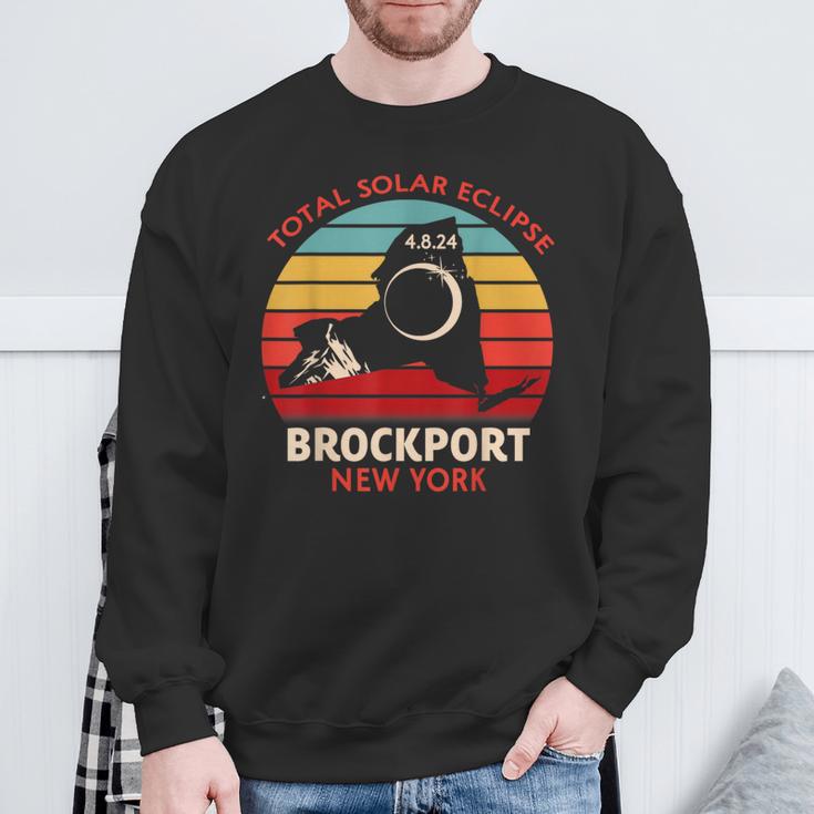 Vintage Brockport New York Total Solar Eclipse 2024 Sweatshirt Gifts for Old Men