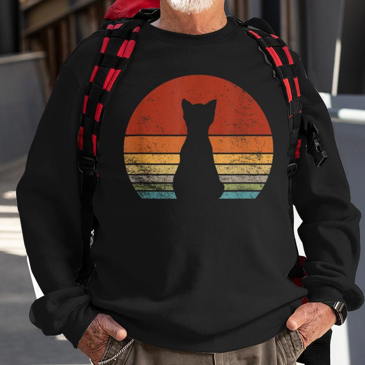Vintage Cat Lover Retro Style Black Kitty Cats Sweatshirt Gifts for Old Men