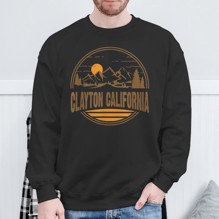 Vintage Clayton California Mountain Hiking Souvenir Print Sweatshirt Gifts for Old Men