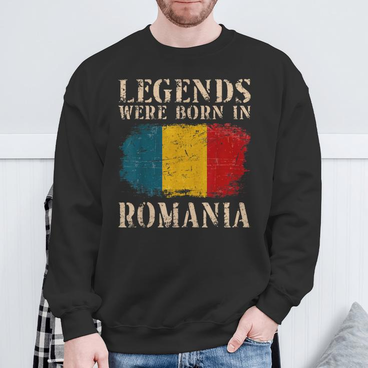 Vintage Romanian Flag Legends Were Born In Romania Sweatshirt Gifts for Old Men