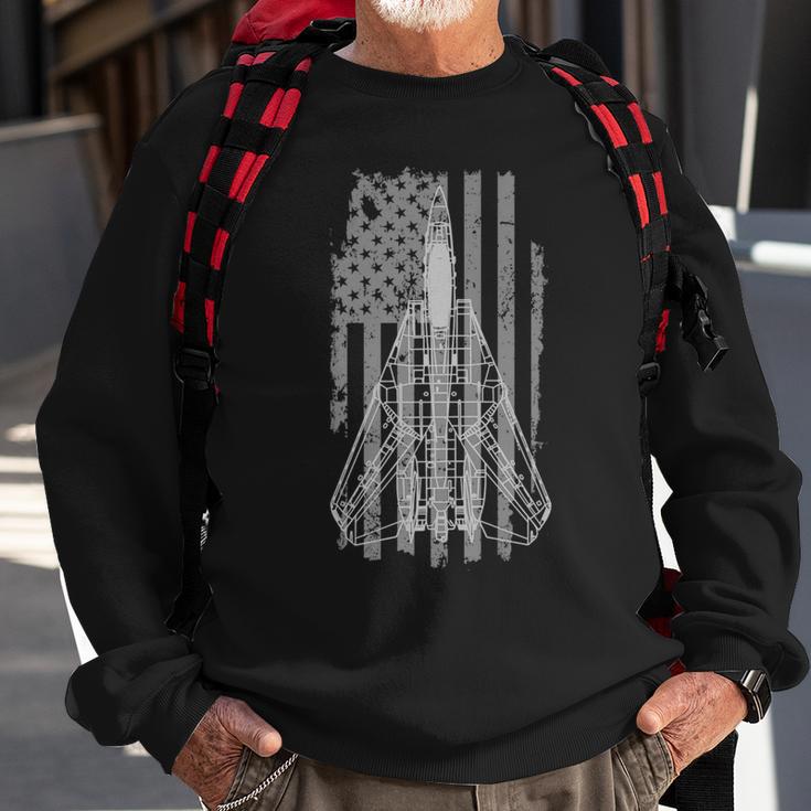 Vintage F-14 Tomcat Jet Fighter American Flag Military Pilot Sweatshirt Gifts for Old Men