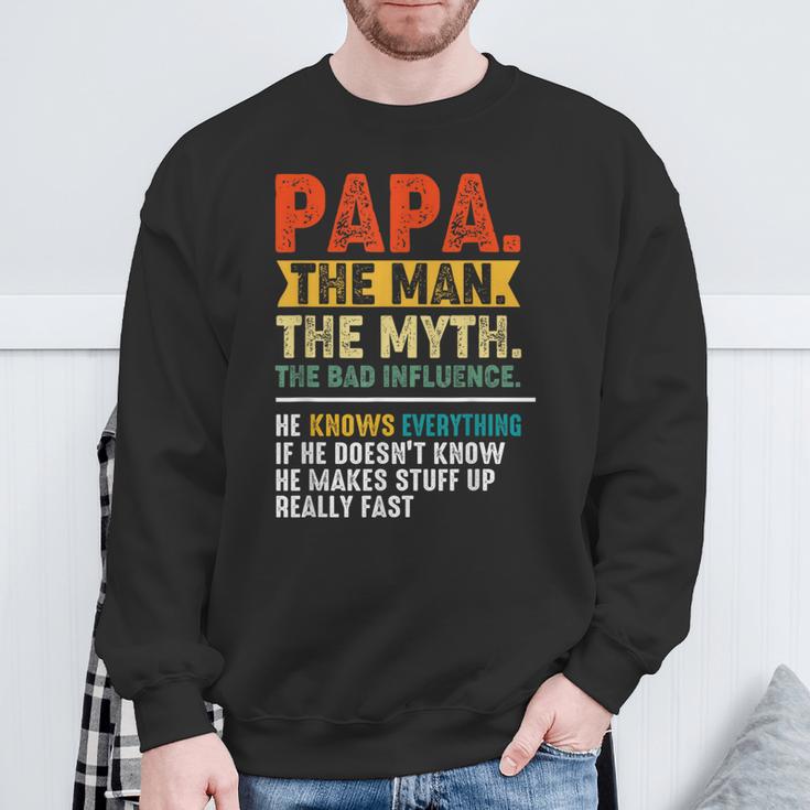 Vintage Father's Day Papa The Man The Myth The Bad Influence Sweatshirt Gifts for Old Men