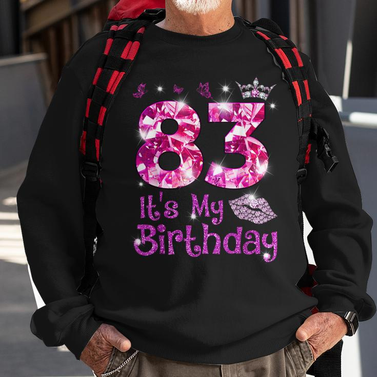 Vintage Happy 83 It's My Birthday Crown Lips 83Rd Birthday Sweatshirt Gifts for Old Men