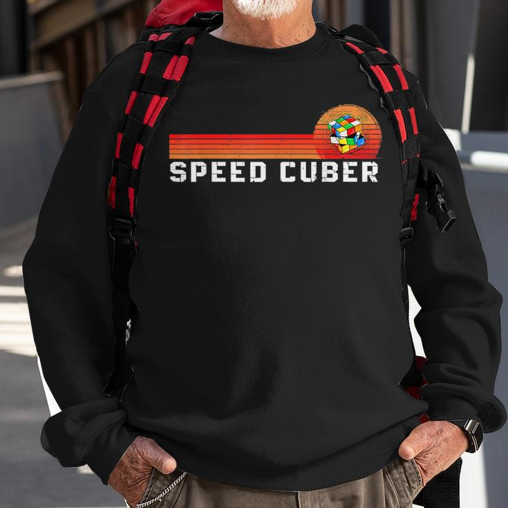 Vintage Math Cuber Heartbeat Speed Cubing Puzzle Lover Cube Sweatshirt Gifts for Old Men