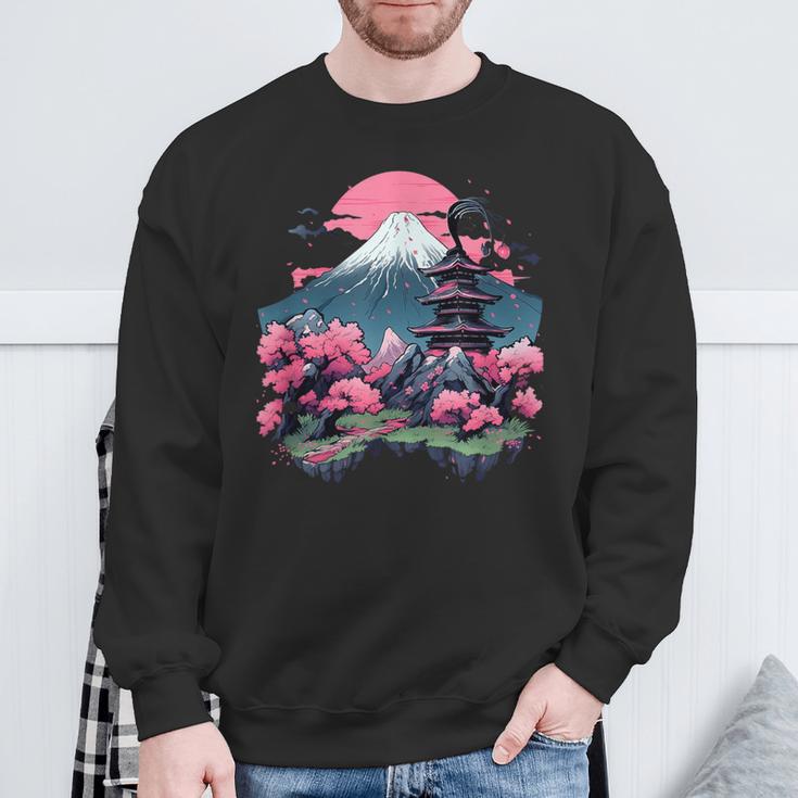 Vintage Sakura Garden Cherry Blossom Japanese Sweatshirt Geschenke für alte Männer