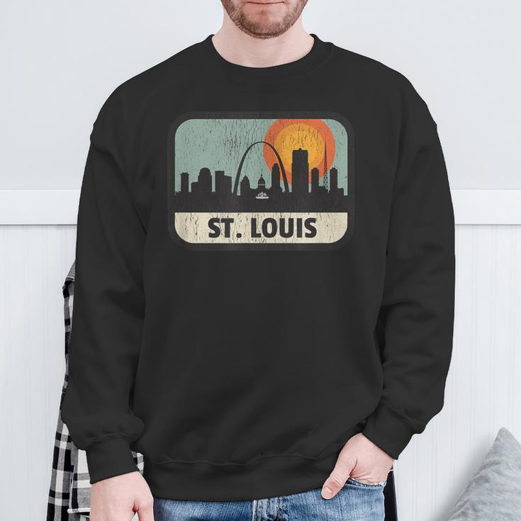 Vintage St Louis Missouri Downtown Skyline Retro 70S Sweatshirt Gifts for Old Men
