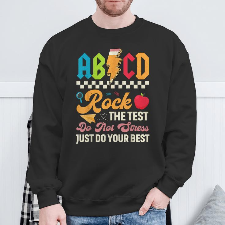 Vintage Testing Abcd Rock The Test Day Teachers Students Sweatshirt Gifts for Old Men