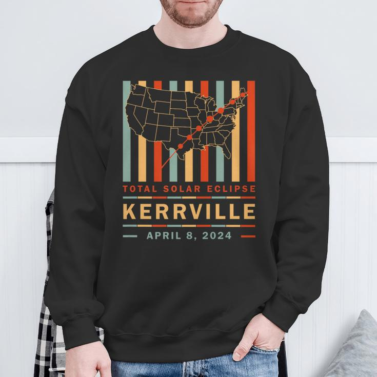 Vintage Total Solar Eclipse 2024 Kerrville Sweatshirt Gifts for Old Men
