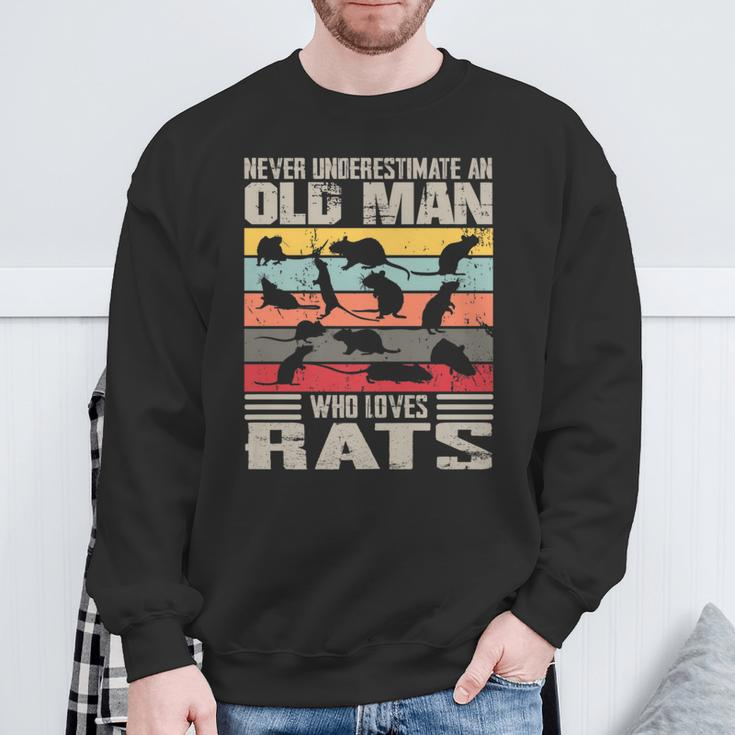 Vintage Never Underestimate An Old Man Who Loves Rats Cute Sweatshirt Gifts for Old Men