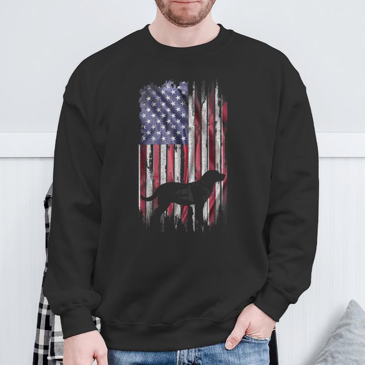 Vintage Usa Flag Love Labrador Retriever Dog Lab Silhouette Sweatshirt Gifts for Old Men