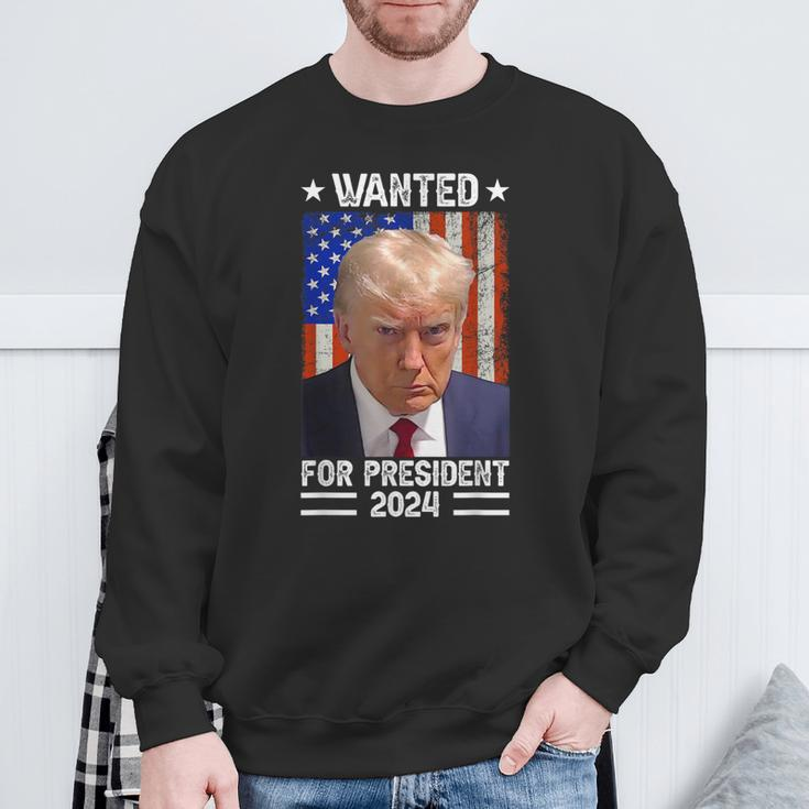 Vintage Usa Flag Wanted For President 2024 Trump Hot Sweatshirt Gifts for Old Men