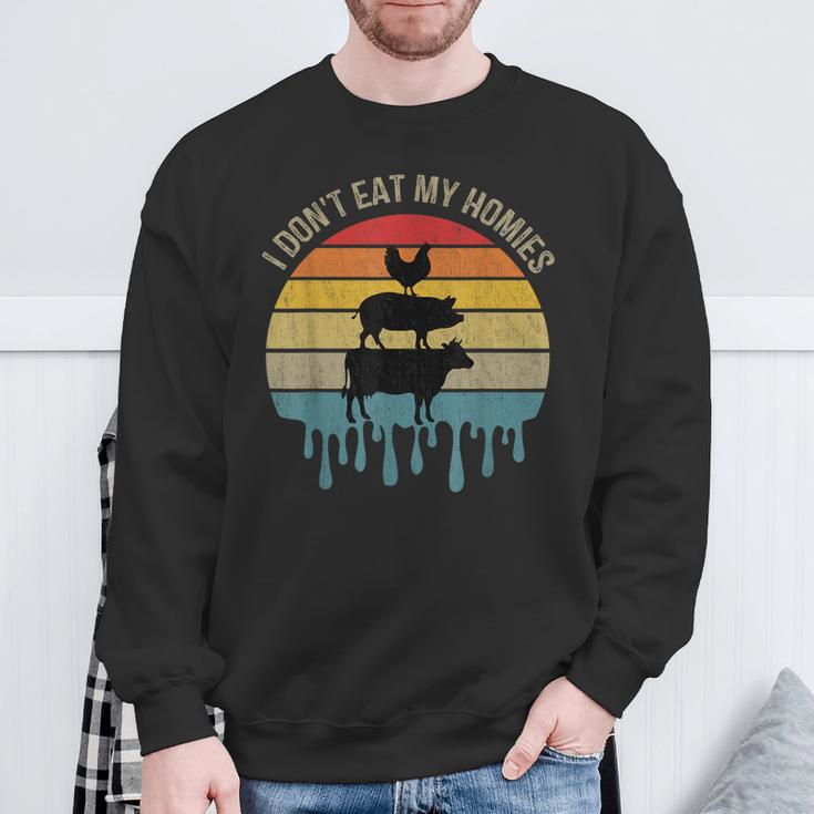 Vintage Vegetarian I Don't Eat Homies Vegan Farmer My Animal Sweatshirt Gifts for Old Men