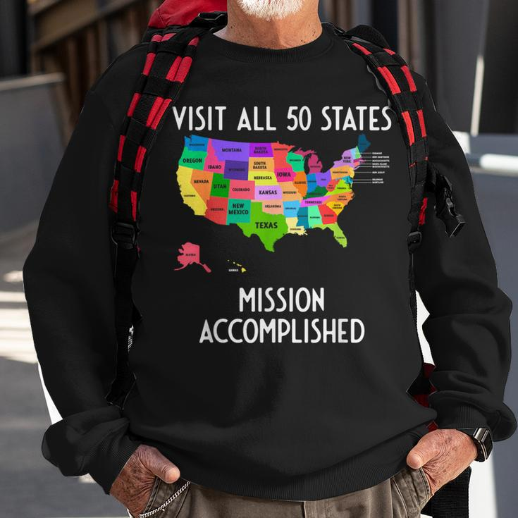 Visit All 50 States Map Usa Travel Sweatshirt Gifts for Old Men