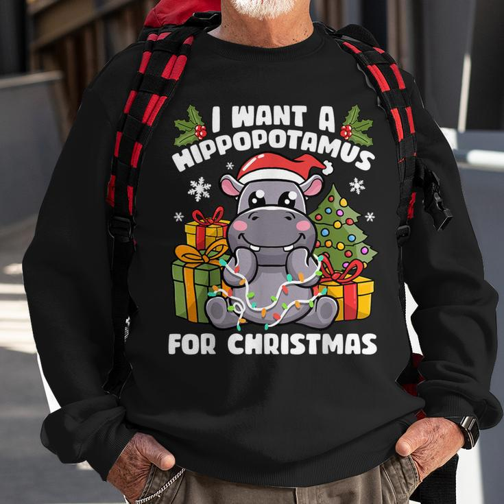 I Want A Hippopotamus For Christmas Hippo Christmas Sweatshirt Gifts for Old Men