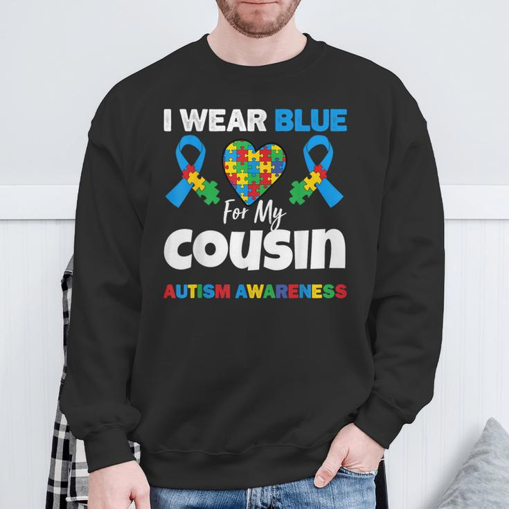 I Wear Blue For My Cousin Autism Awareness Support Sweatshirt Gifts for Old Men
