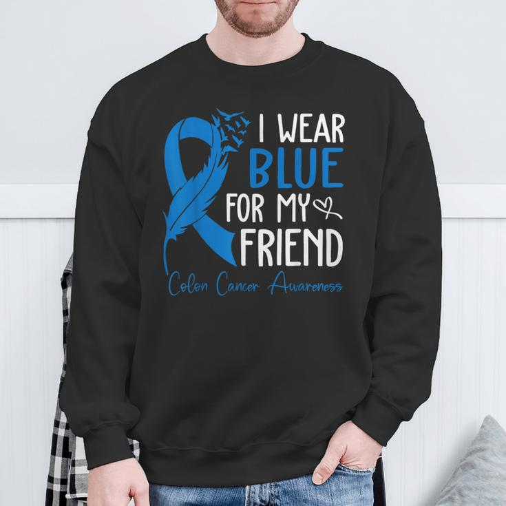 I Wear Blue For My Friend Warrior Colon Cancer Awareness Sweatshirt Gifts for Old Men