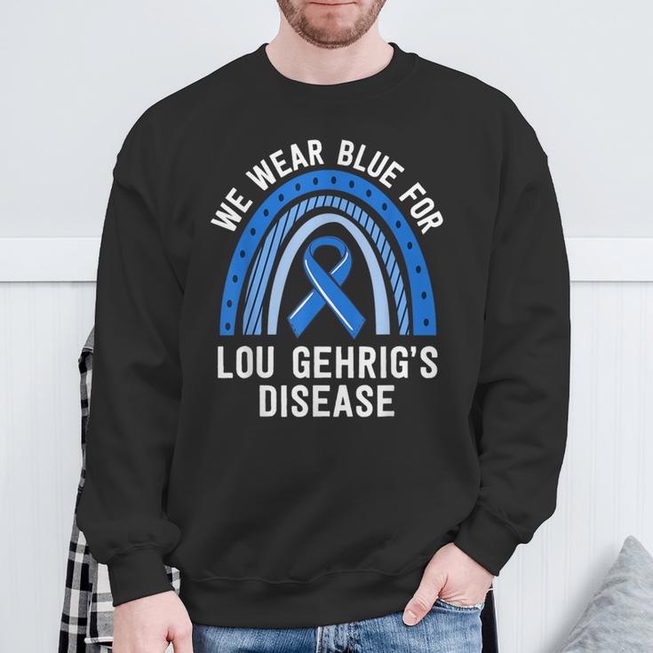 We Wear Blue Lou Gehrig's Disease Awareness Als Family Sweatshirt Gifts for Old Men