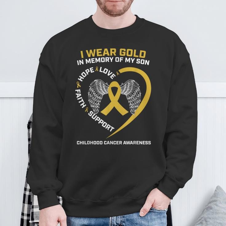 I Wear Gold In Memory Of My Son Childhood Cancer Awareness Sweatshirt Gifts for Old Men