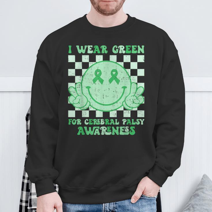 I Wear Green For Cerebral Palsy Awareness Green Ribbon Sweatshirt Gifts for Old Men