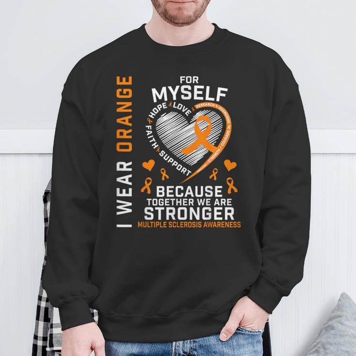 I Wear Orange Myself Me Self Ms Awareness Multiple Sclerosis Sweatshirt Gifts for Old Men