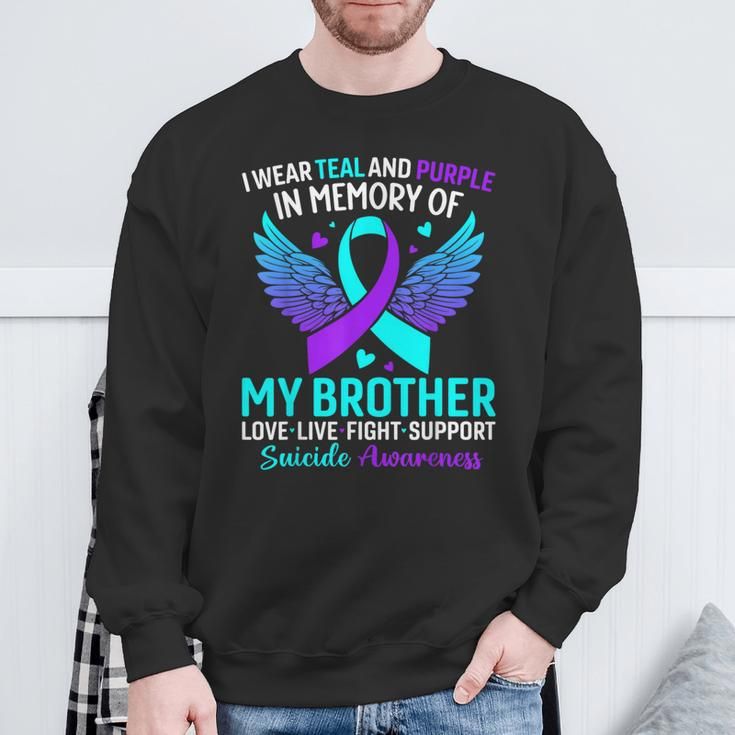 I Wear Teal And Purple For My Brother Suicide Prevention Sweatshirt Gifts for Old Men