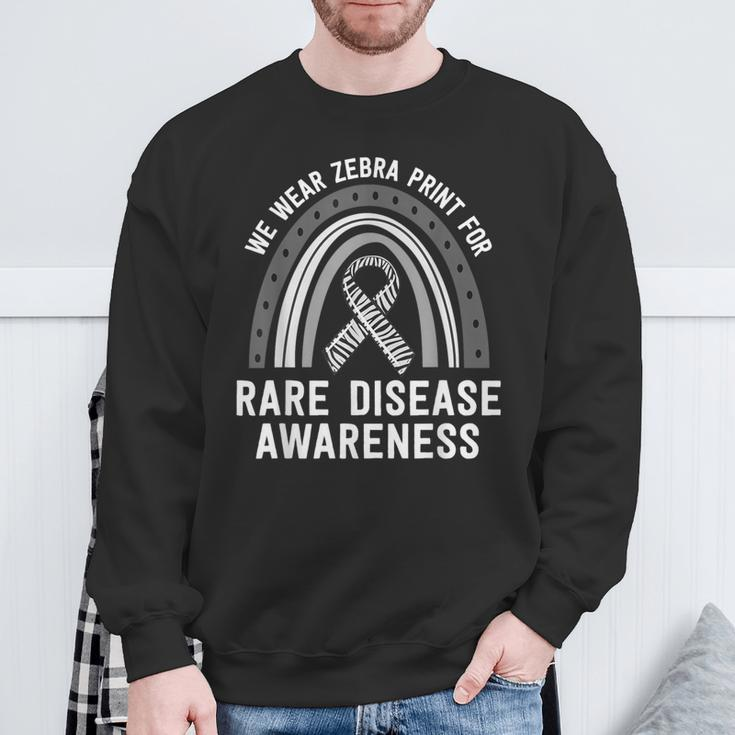 We Wear Zebra Print Rare Disease Awareness Eds Family Group Sweatshirt Gifts for Old Men