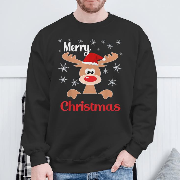 Weihnachts Rentier Weihnachtsmütze Merry Christmas Sweatshirt Geschenke für alte Männer