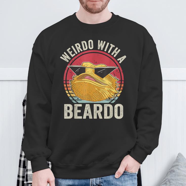 Weirdo With A Beardo Bearded Dragon Owner Lizard Lover Sweatshirt Gifts for Old Men