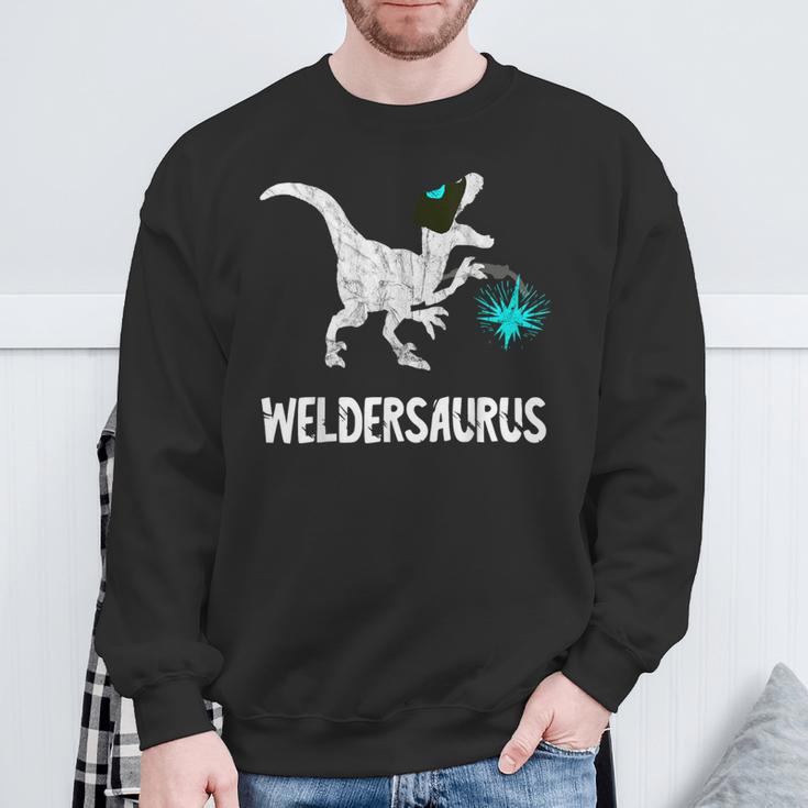 Welder Dinosaurs Mig Welding Dino Sl Worker T-Rex Sweatshirt Gifts for Old Men