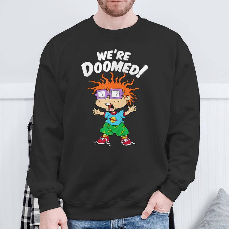 We're Doomed White Text With Chucky Sweatshirt Gifts for Old Men