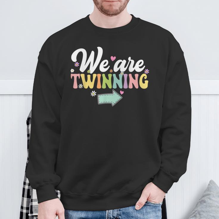 We're Twinning With My Bestie Twin Day Spirit Week Retro 70S Sweatshirt Gifts for Old Men