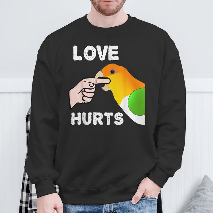 White Bellied Caique Parrot Love Hurts Sweatshirt Gifts for Old Men