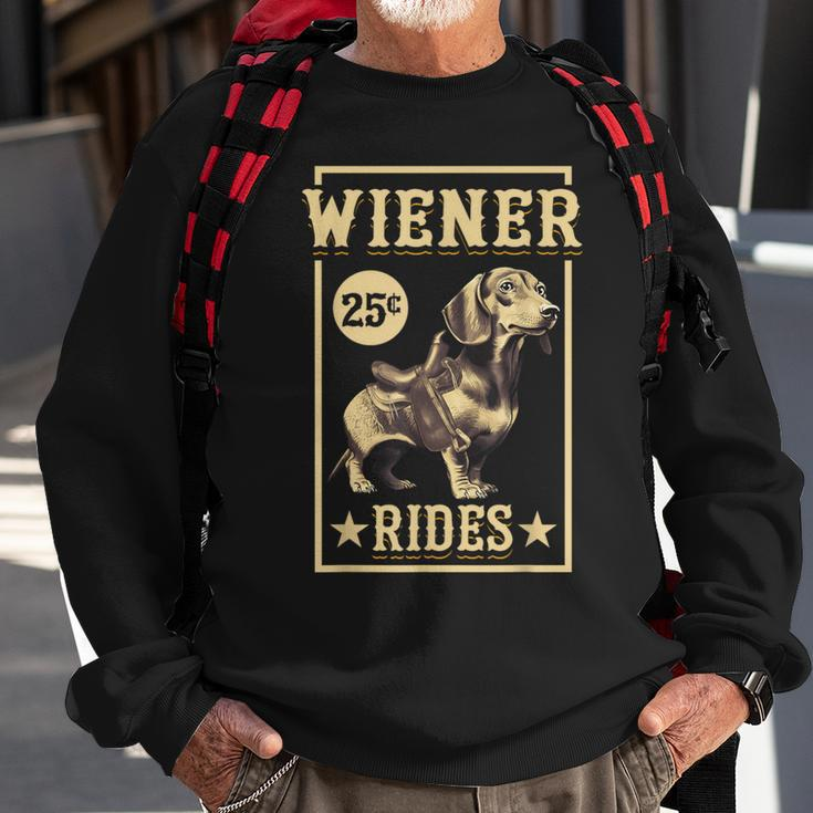 Wiener Rides Dachshund Lover Doxie Weiner Weenie Dog Owner Sweatshirt Gifts for Old Men
