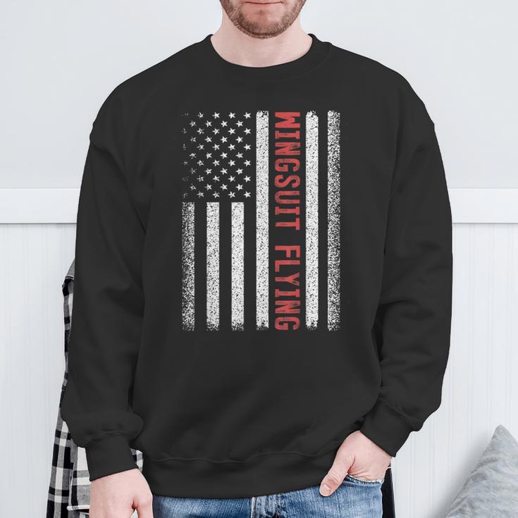 Wingsuit Flying American Flag 4Th Of July Sweatshirt Gifts for Old Men