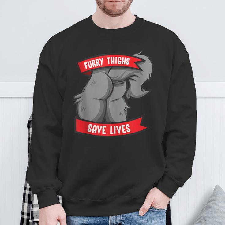 Wolf Furry Thighs Save Lives Proud Furry Pride Fandom Sweatshirt Gifts for Old Men