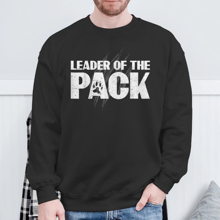 Wolf Pack Leader Of The Pack Paw Print Sweatshirt Gifts for Old Men