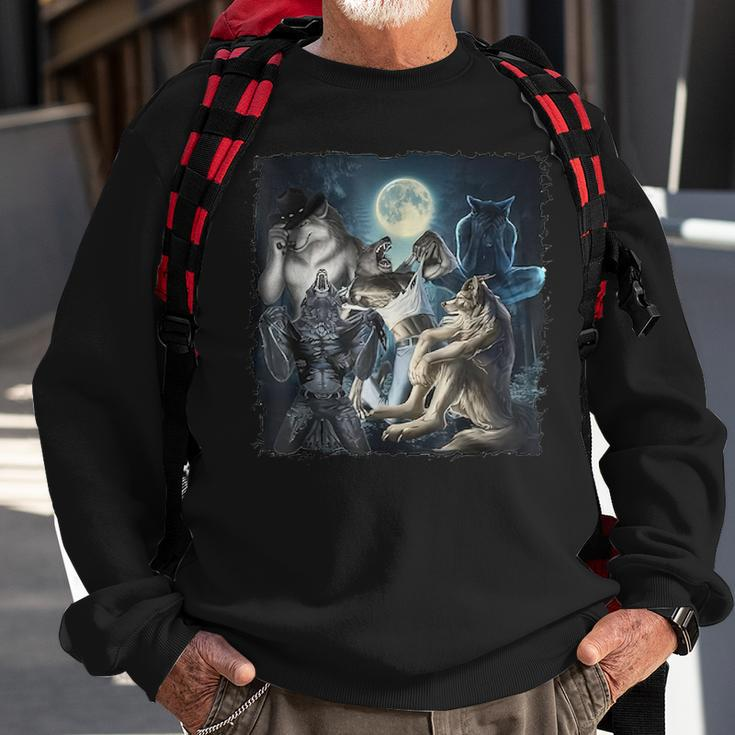 Wolf Ripping Werewolf Alpha Wolf Oddly Meme Sweatshirt Gifts for Old Men