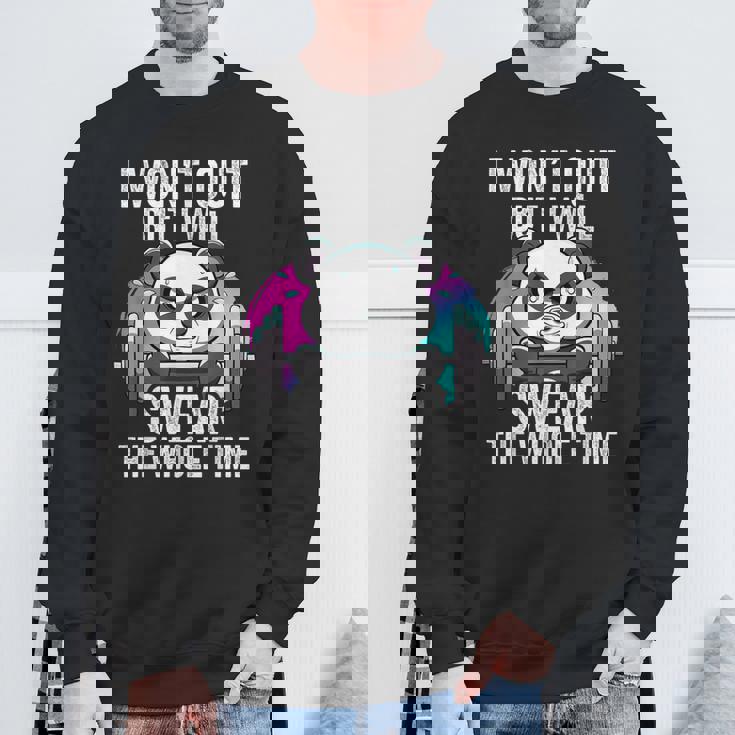 I Won't Quit But I'll Swear The Whole Time Gym Quote Sweatshirt Gifts for Old Men