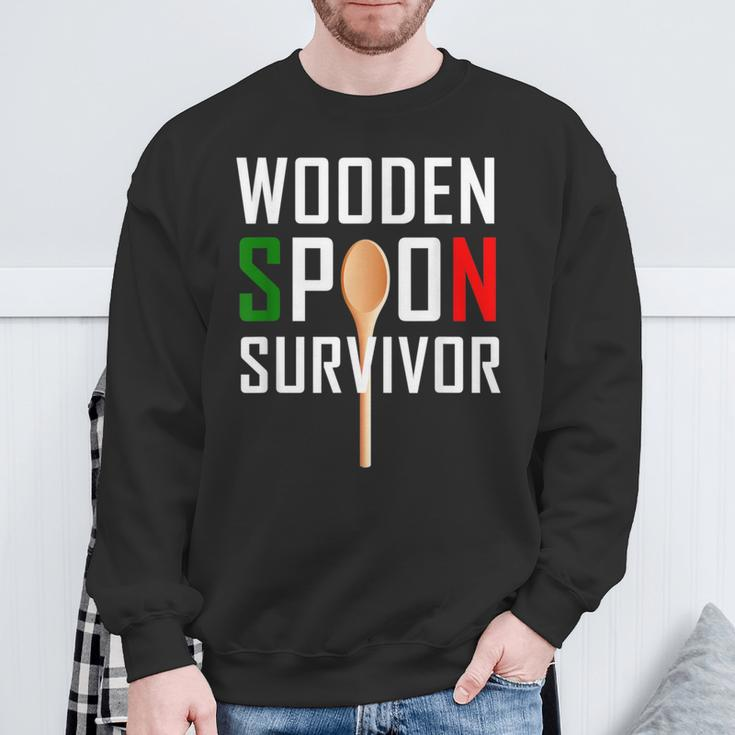 Wooden Spoon Survivor Italian Joke Sweatshirt Gifts for Old Men