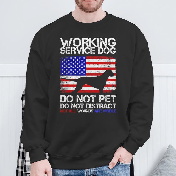 Working Service Dog Assistant Support Ptsd Veteran Sweatshirt Gifts for Old Men